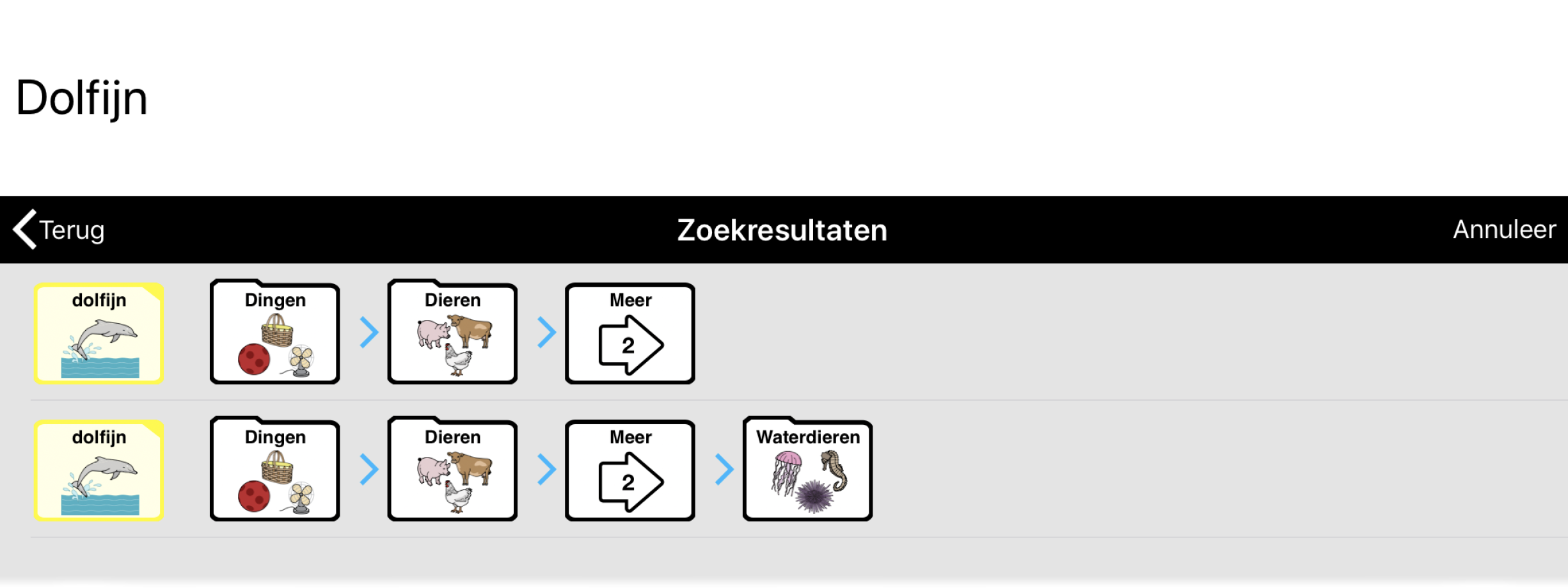 Zoekfunctie - Verschillende paden