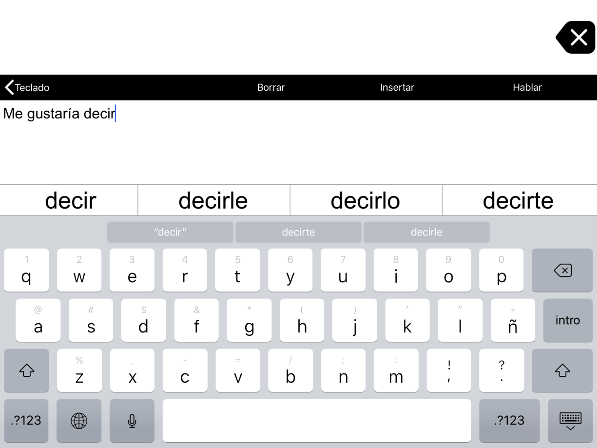 Vista del modo teclado