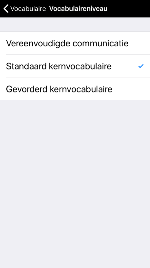 Keuze uit de verschillende Crescendo vocabulaire niveaus.