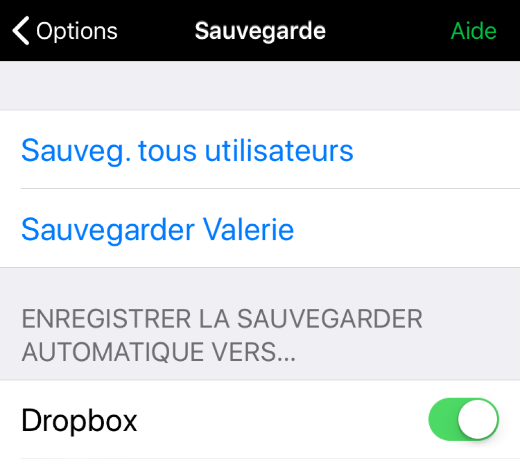 Choix de sauvegarde automatique pour Dropbox et Google Drive