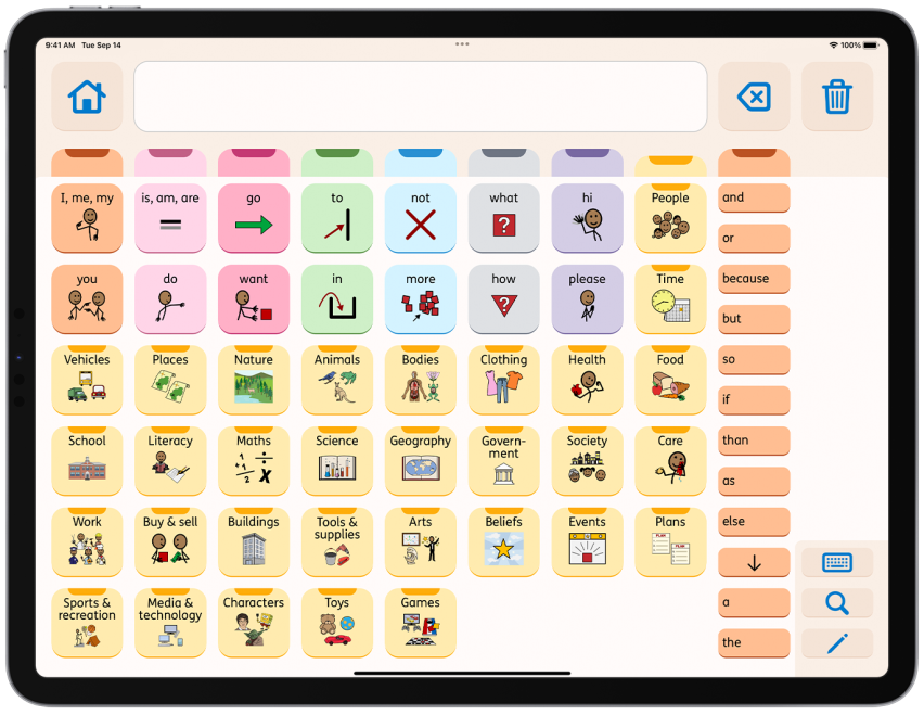 The overview of all Fringe folders in AssistiveWare Proloquo