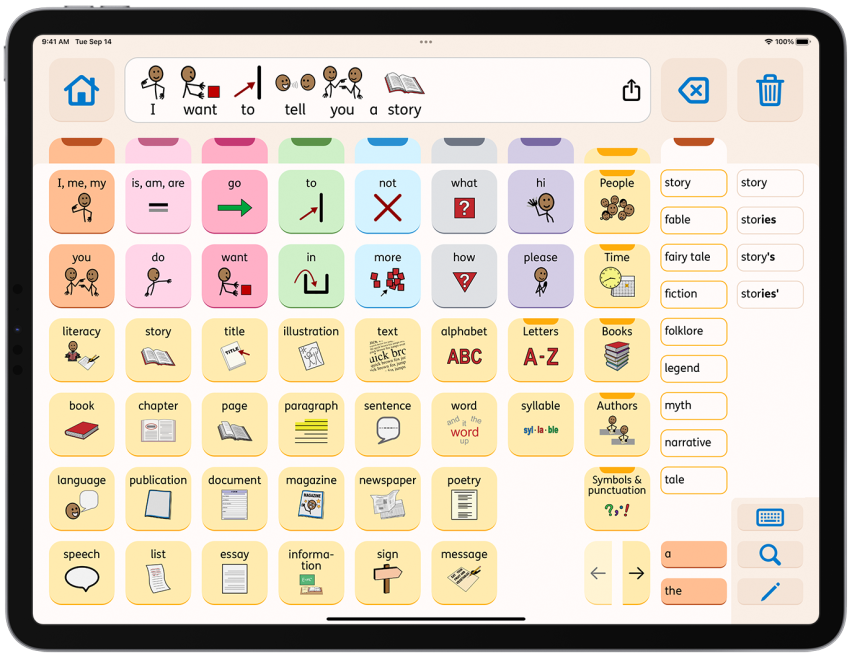 Literacy Folder in AssistiveWare Proloquo