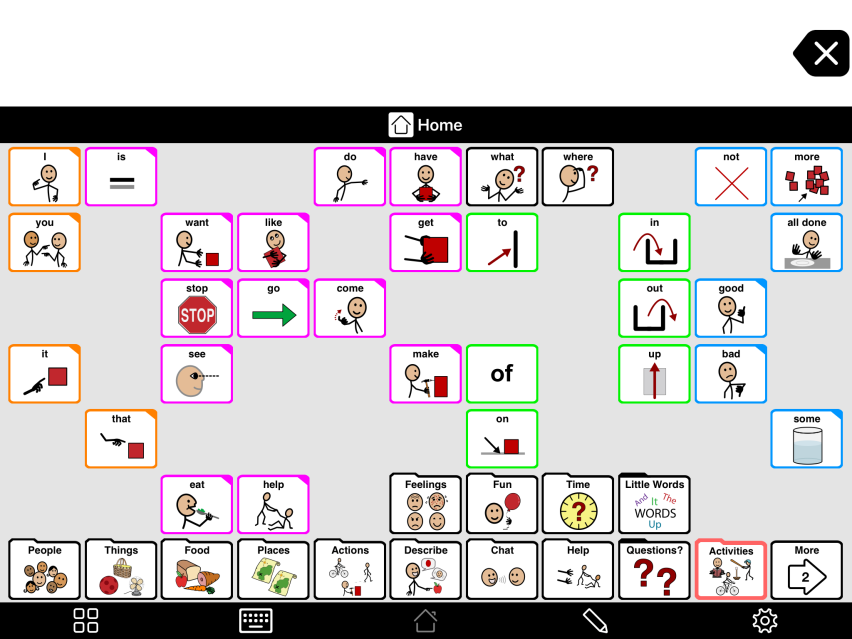 Proloquo2Go with a 7x11 grid on Step 4 of Progressive Language