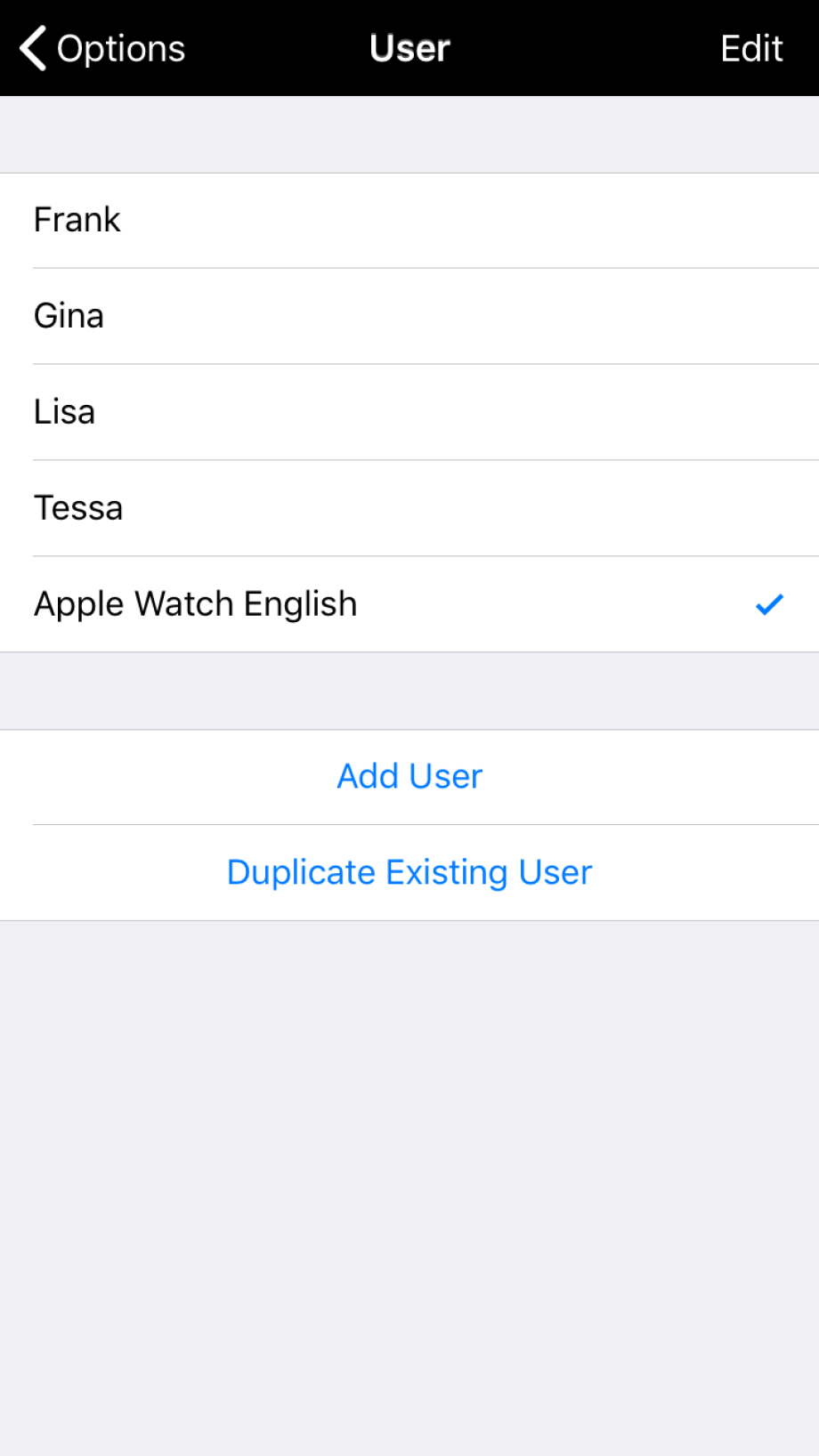 Available users in Proloquo2Go, Apple Watch appears automatically