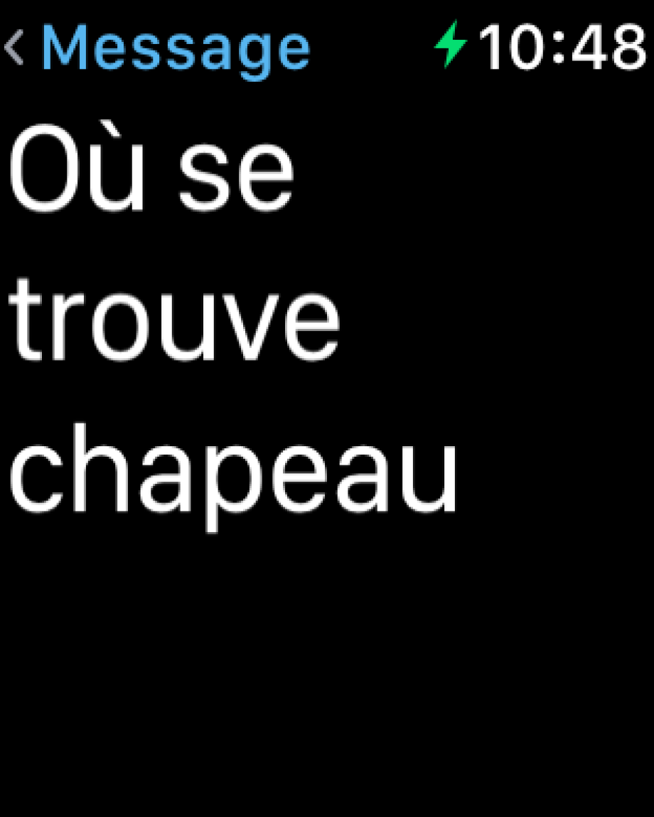 Message présenté sur l’Apple Watch