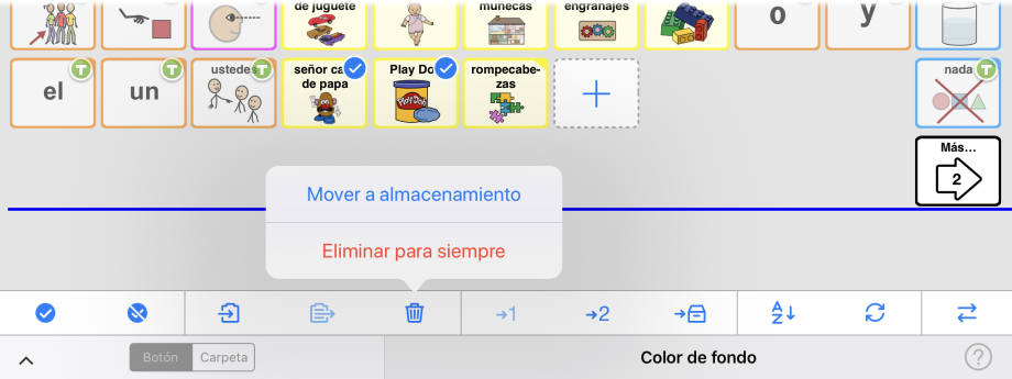 Opción de mover a almacenamiento o eliminar para siempre