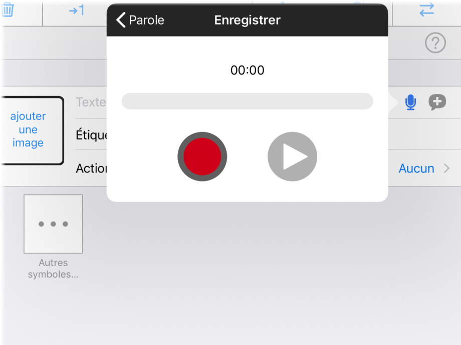 Capture d'écran Écran Enregistrement audio en mode Édition