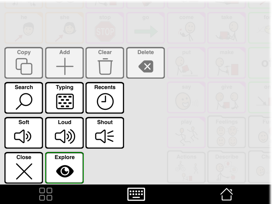 Tools popup with Explore button turned ON