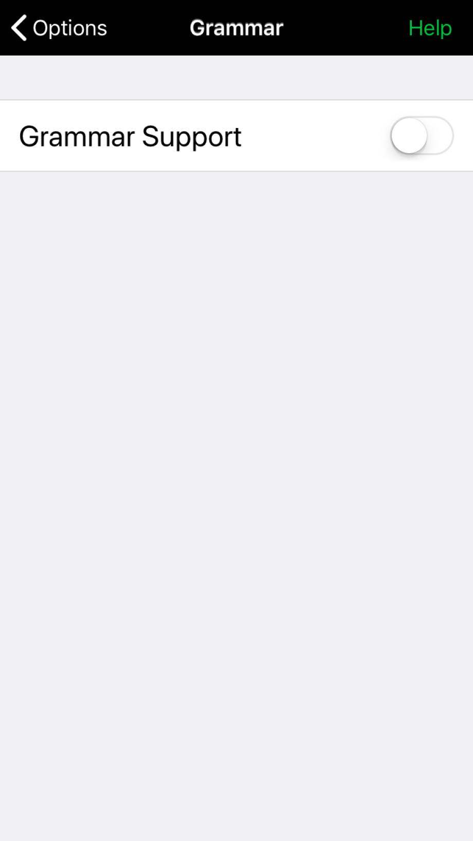 Grammar Support Toggled OFF
