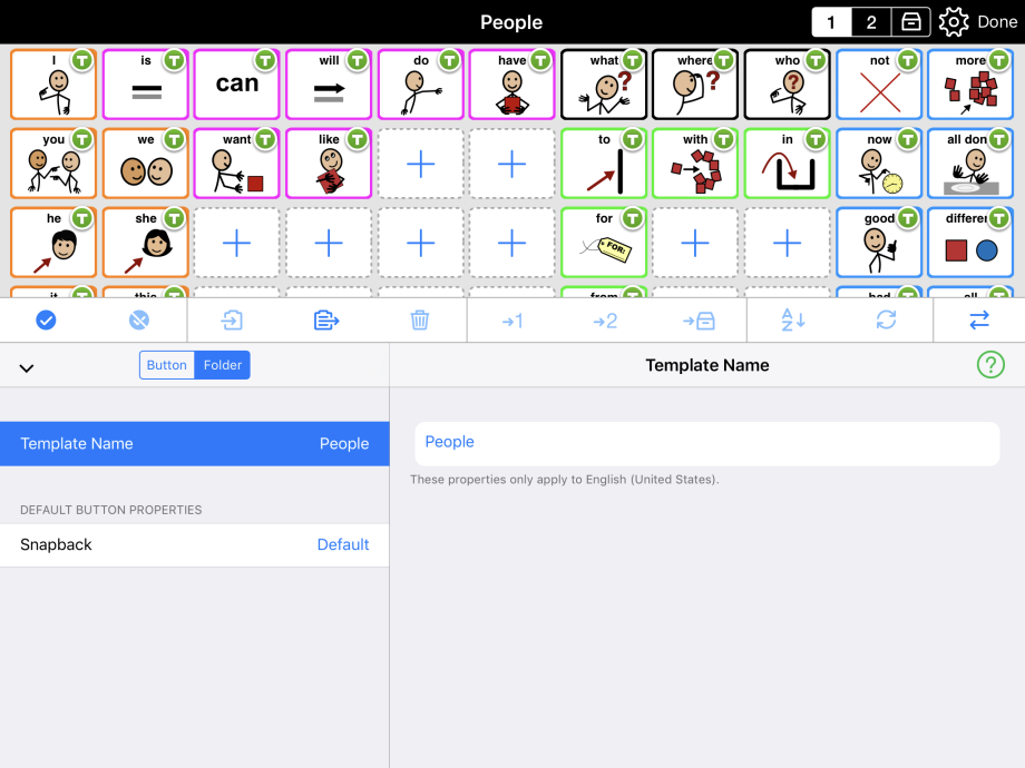 Template editing interface