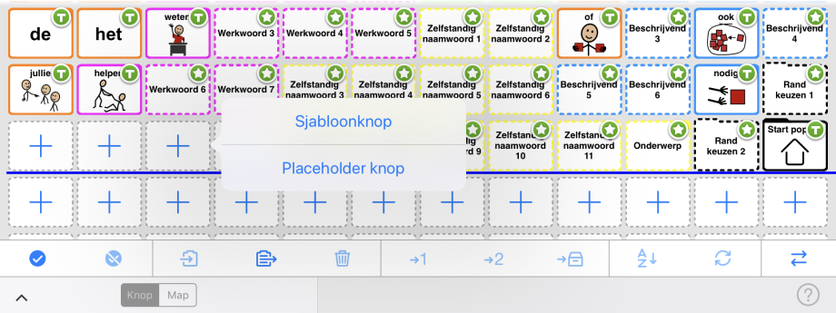 Kiezen tussen een sjabloonknop en een reserveringsknop.