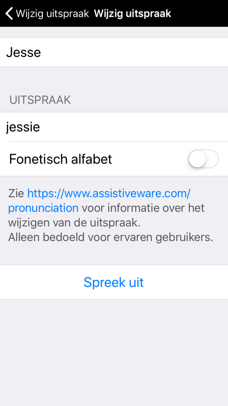 Opties voor het wijzigen van de uitspraak van een woord