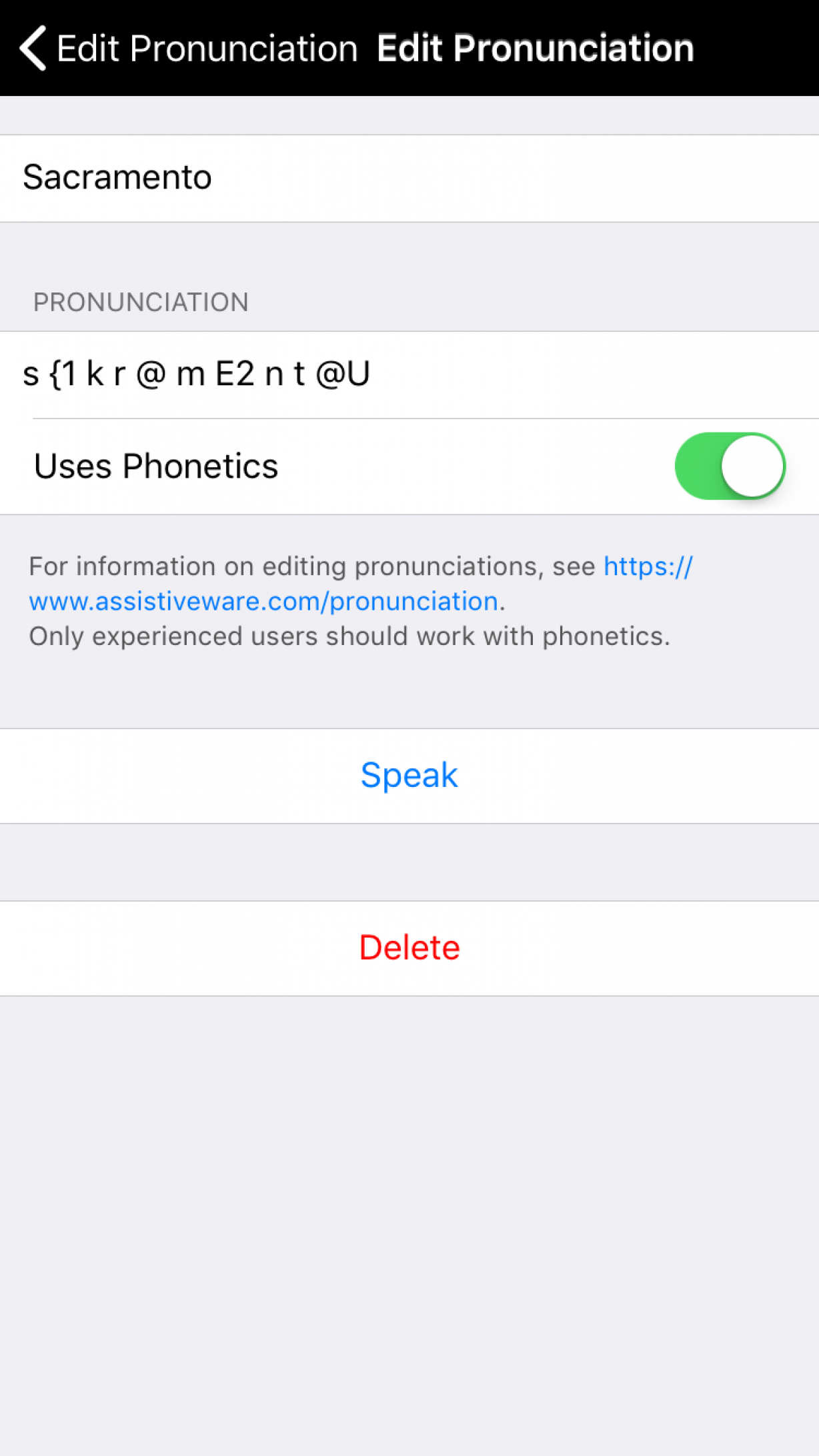 Change a word’s pronunciation AssistiveWare