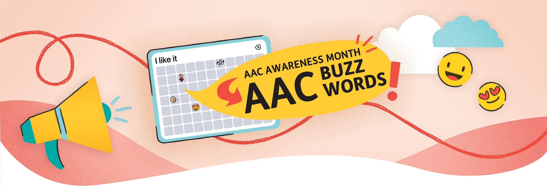 AAC Awareness Month buzzwords illustration