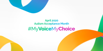 Autism Acceptance Month Rainbow Ribbon My Voice My Choice