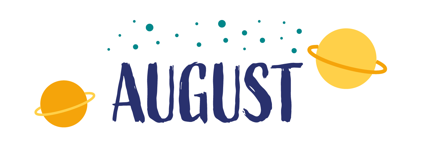 Illustration with text "August" Illustration with text "August"