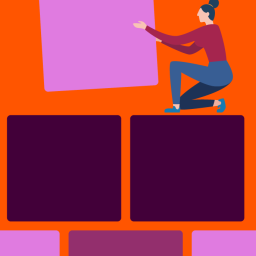 Illustration of lady playing with blocks