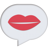 A text balloon drawn with lips in stead of text