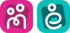 Micalo icon is on the left. It is a pink square with a white line illustration in the middle that looks like an M and a student and teacher. Estello is on the right it a teal square with an white line illustration that looks like an E as well as a teacher holding an iPad or book