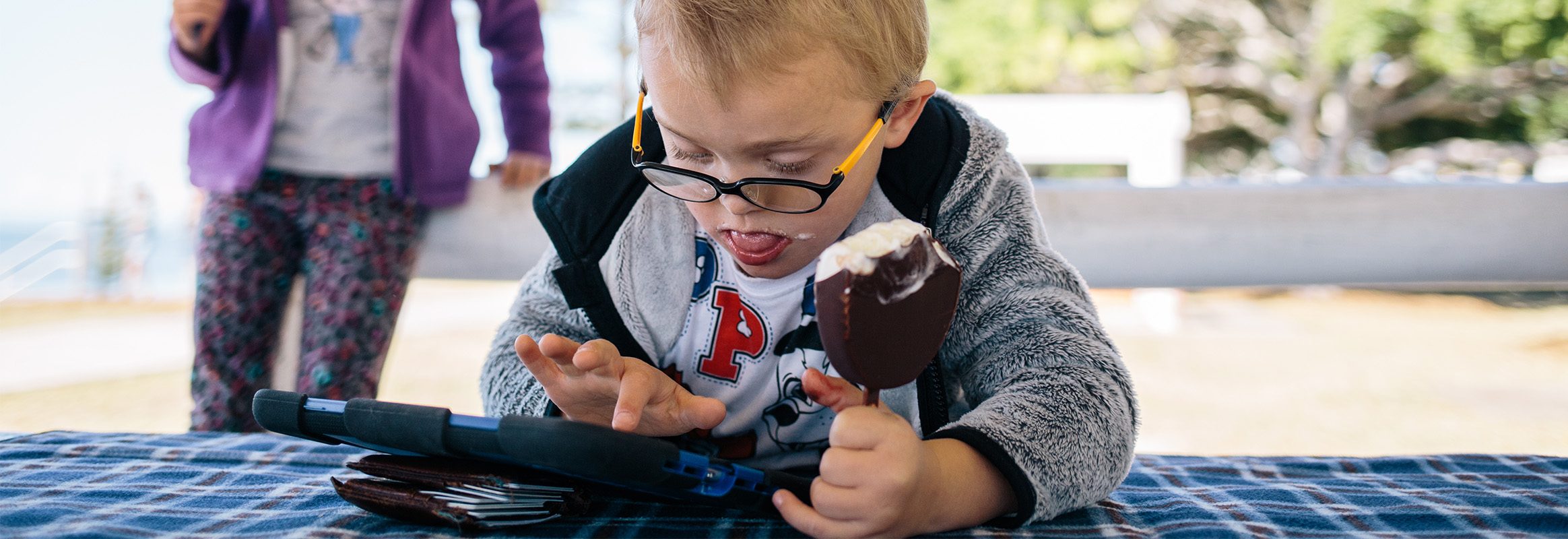 Boy eating ice cream