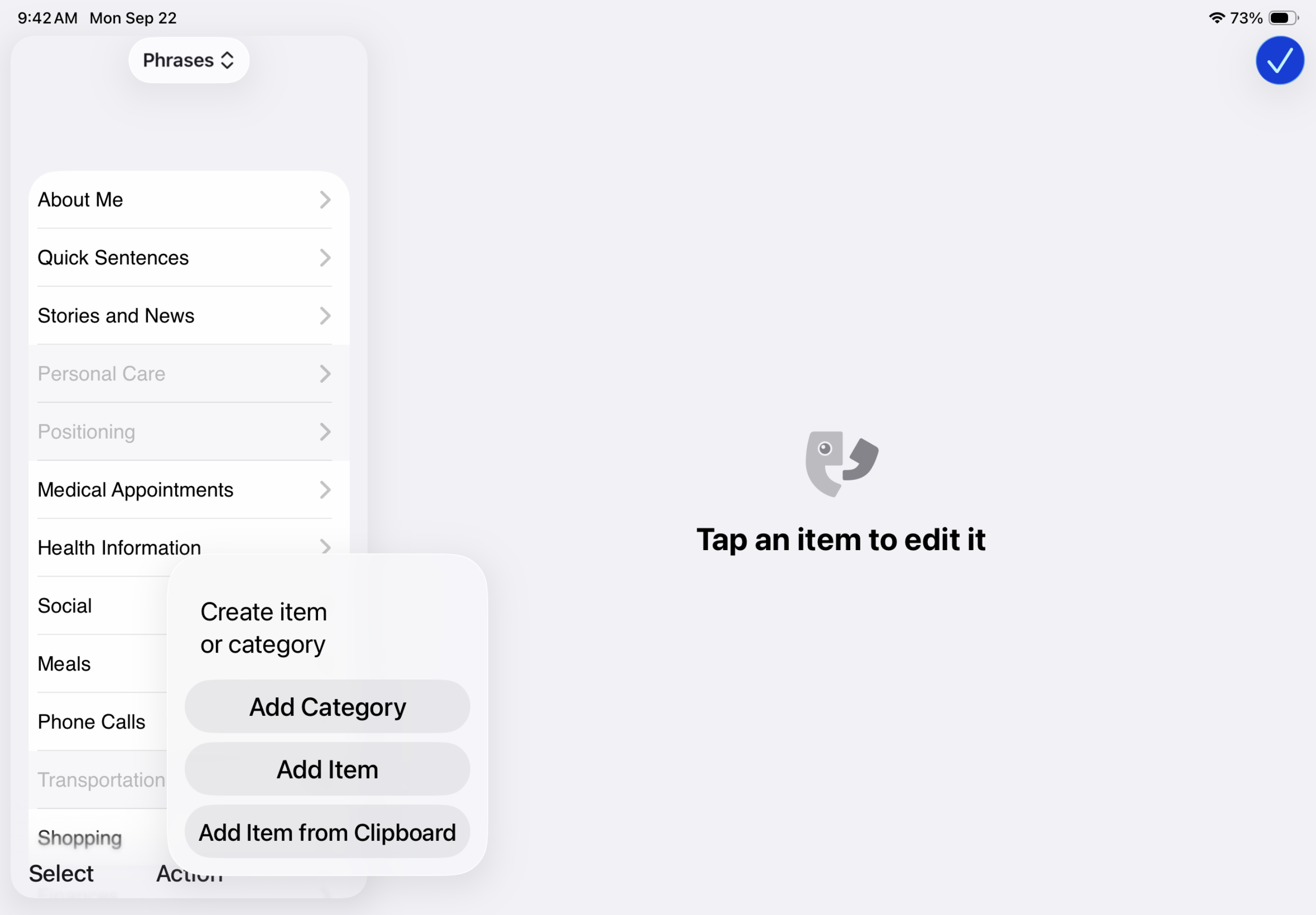 Add and edit categories in Phrases and Quick Talk - AssistiveWare