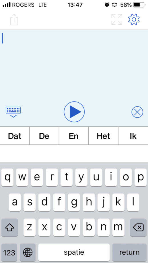 Proloquo4Text op de iPhone.