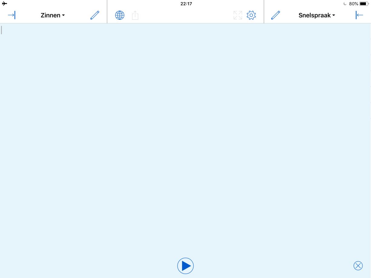 Proloquo4Text op de iPad met verborgen Snelblokken.