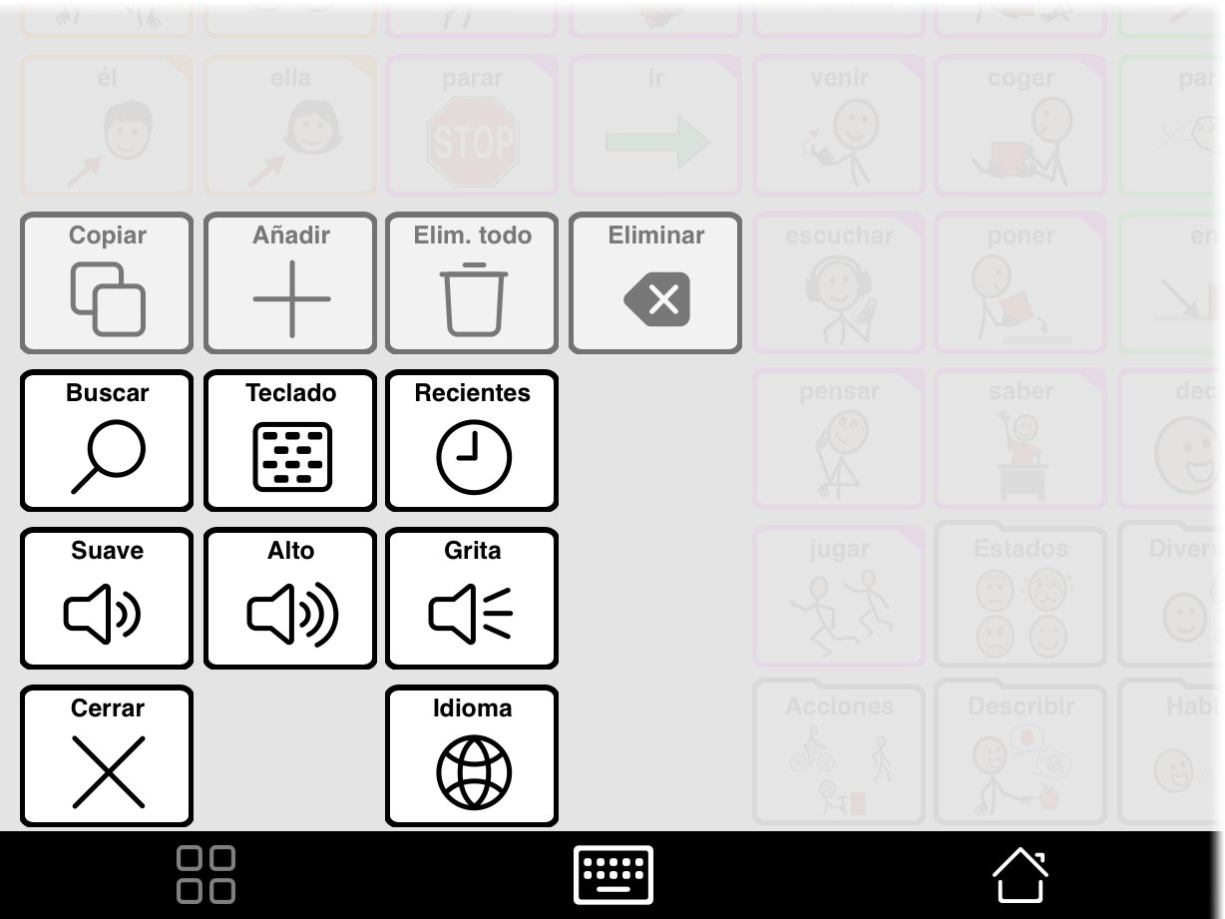 Cuadro de herramientas mostrando el botón para cambiar idioma.