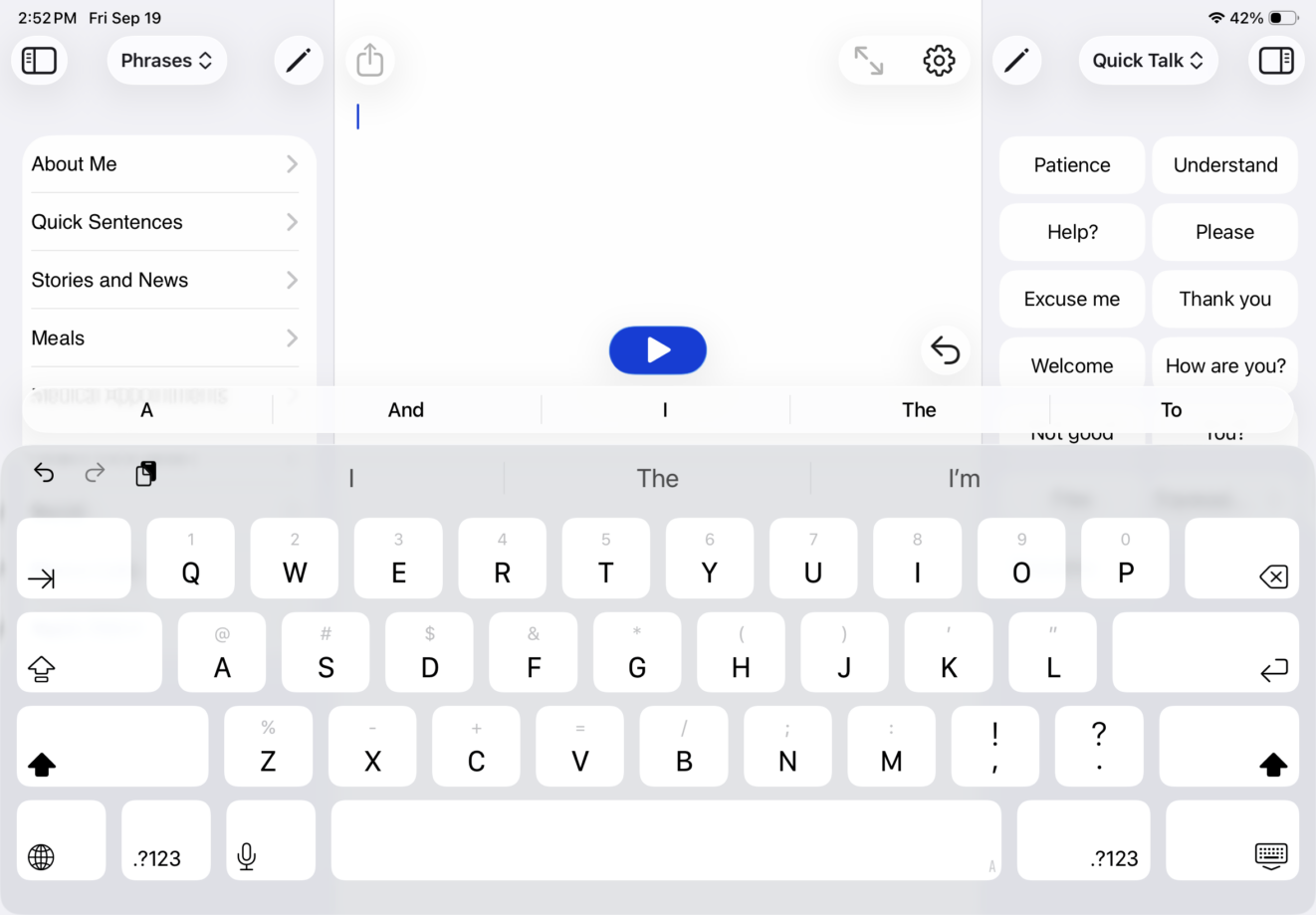 Proloquo4 Text on i Pad2