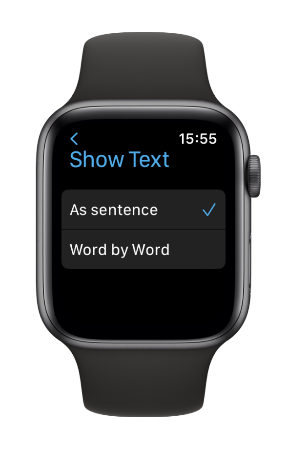 EN Proloquo4 Text Watch Settings Sentence