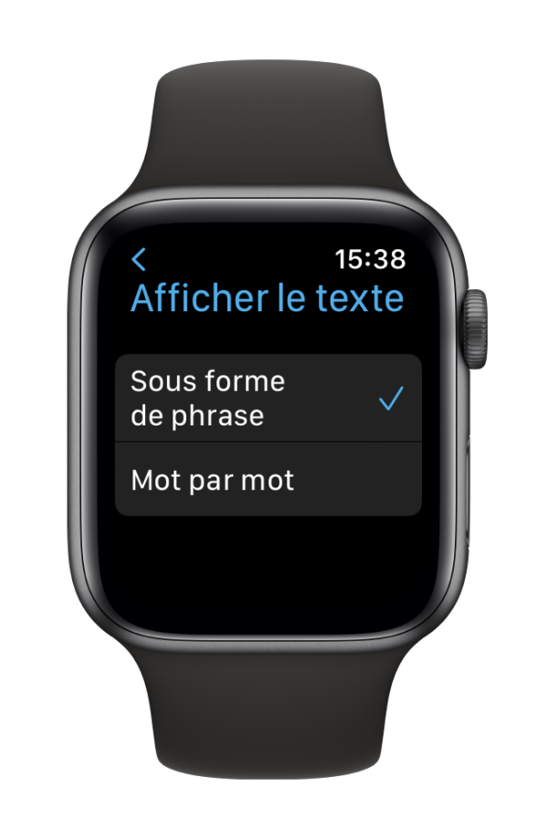 FR Proloquo4 Text Watch Settings Sentence