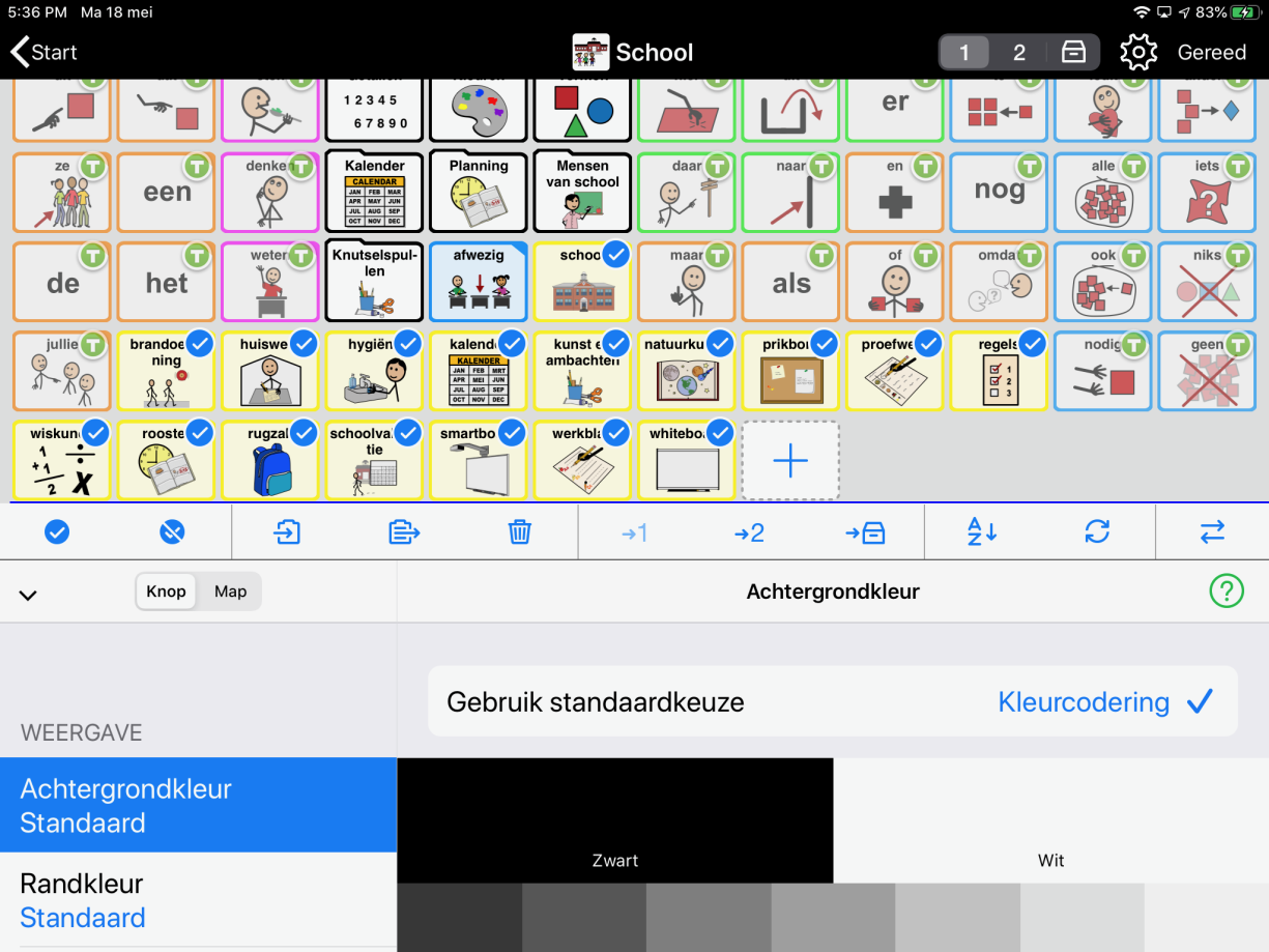 Proloquo2Go in modus Wijzig screenshot