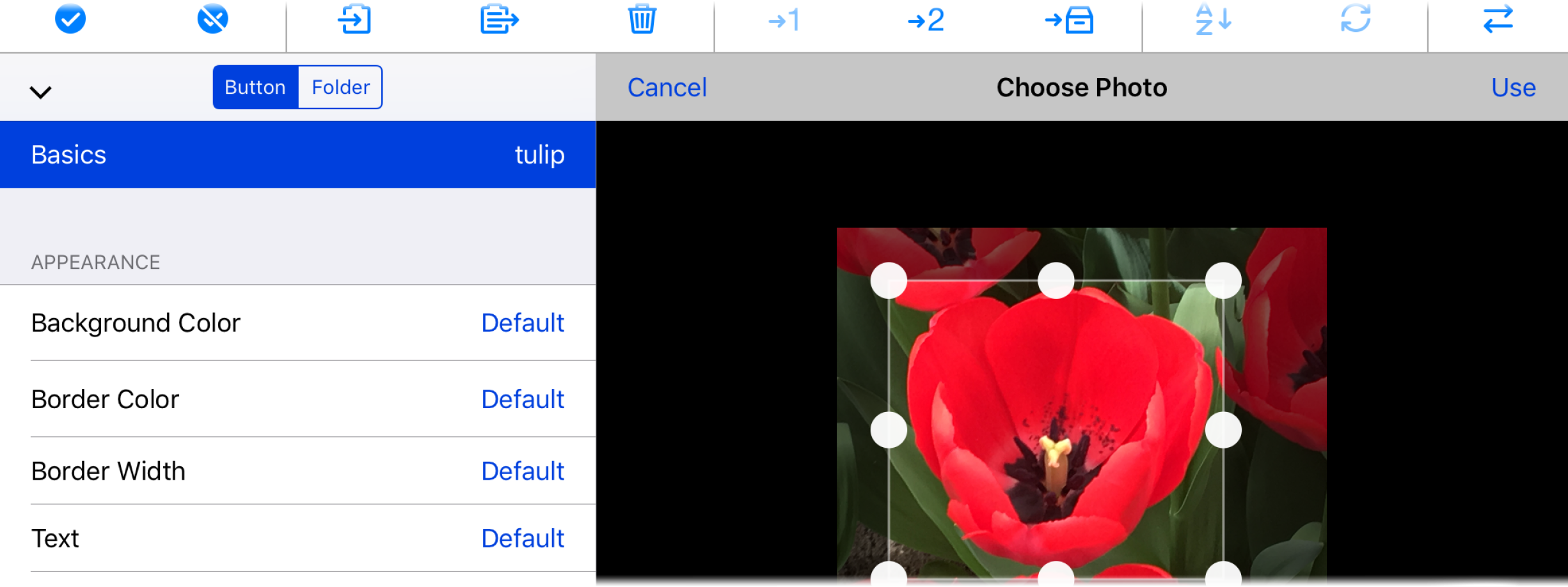 Photo picker with crop area controls