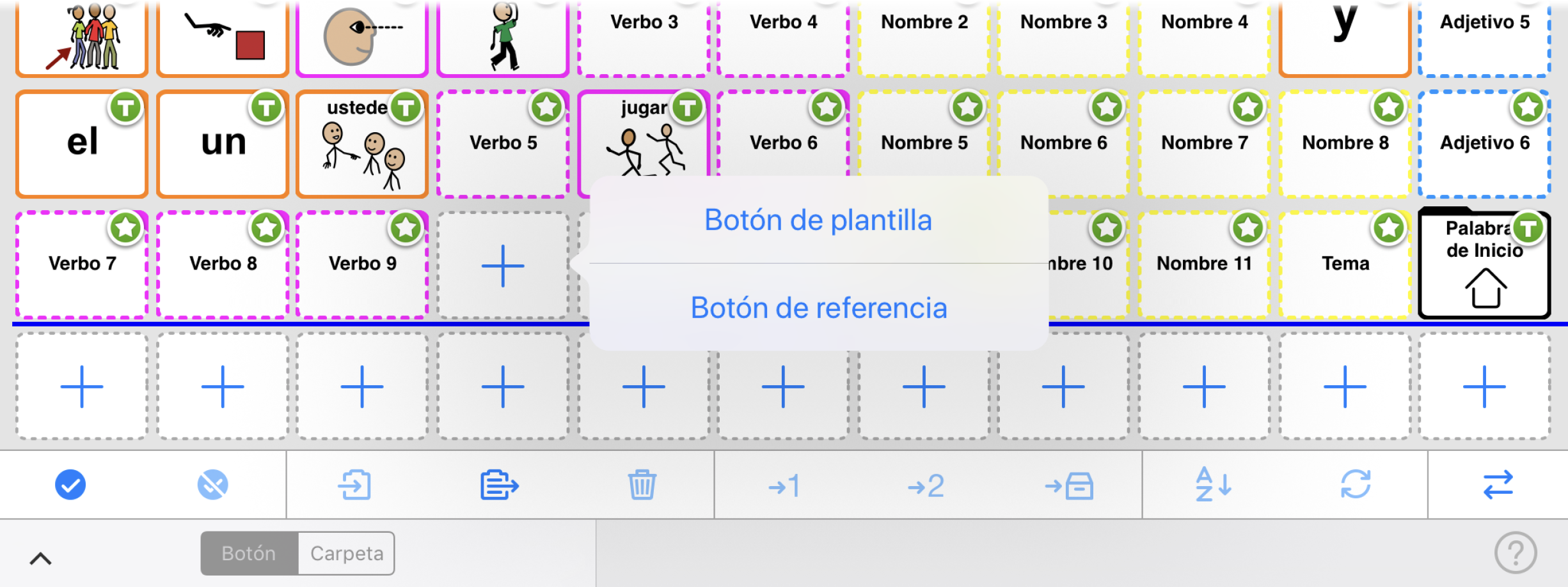 Opciones de plantilla y de referencia