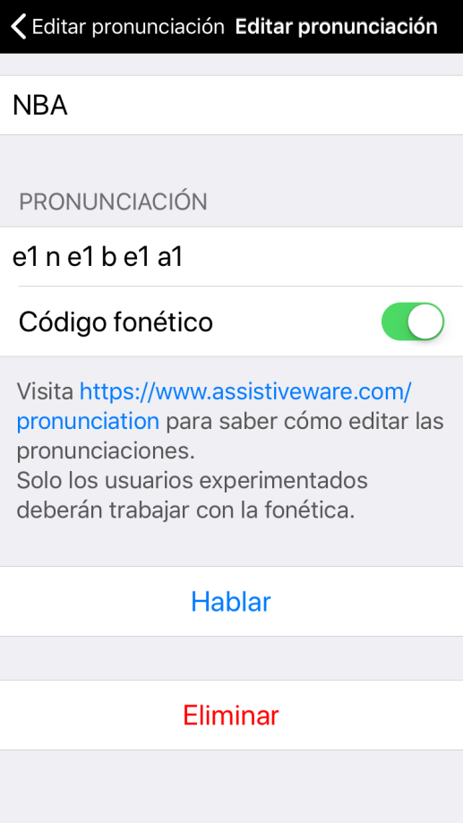 Cambio en la pronunciación de palabra usando códigos fonéticos