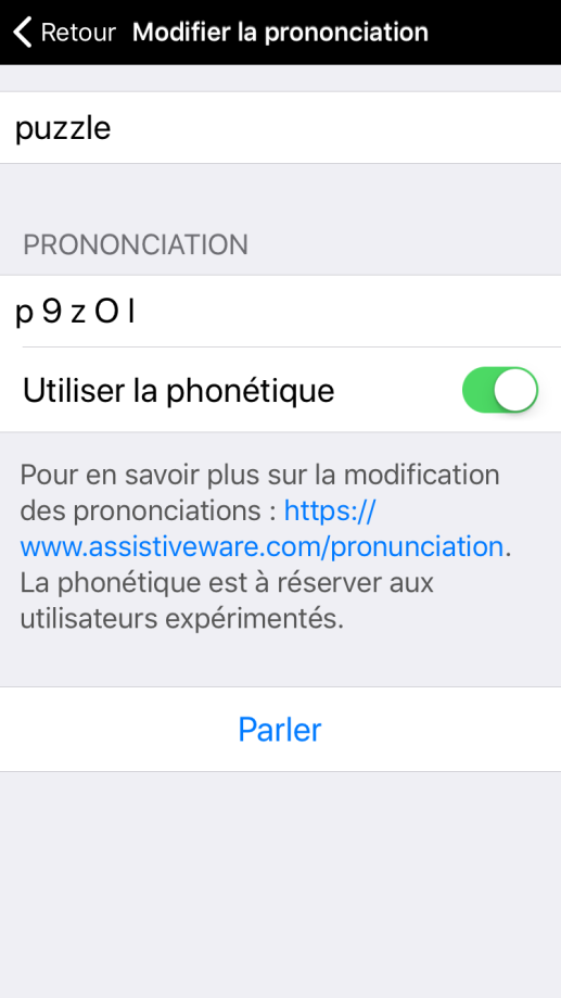 Prononciation d’un mot modifiée avec des codes phonétiques