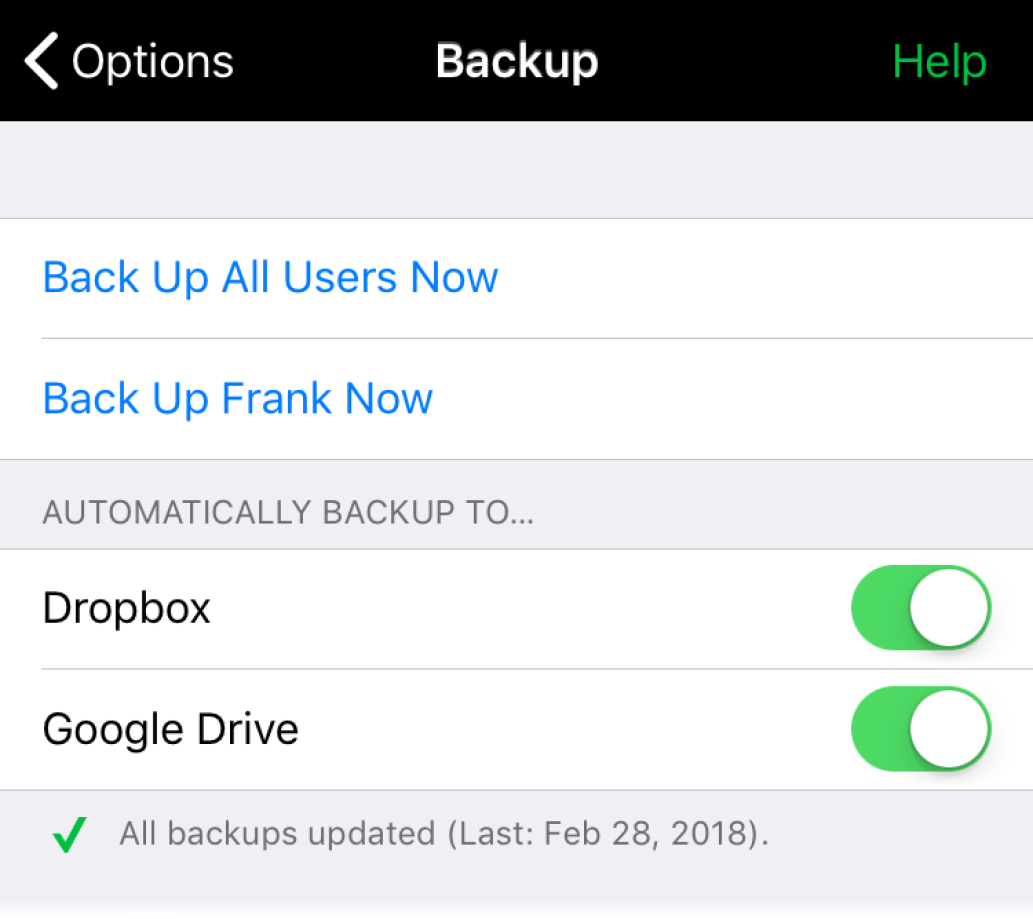 Automatic backup choices for Dropbox and Google Drive