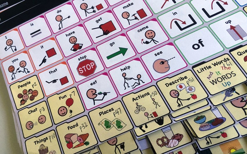 Paper based AAC book Proloquo2Go