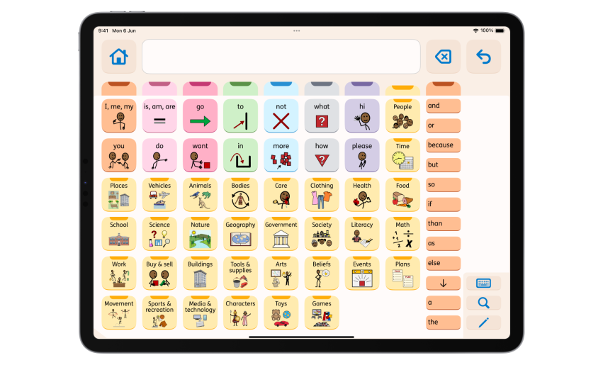 Designing a comprehensive and inclusive vocabulary for Proloquo Screenshot 1