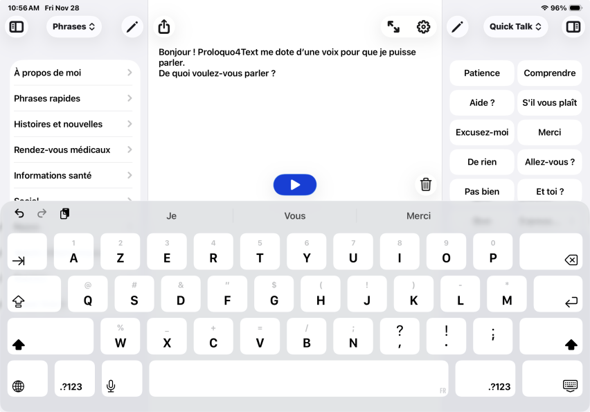 Capture d'écran de Proloquo4Text