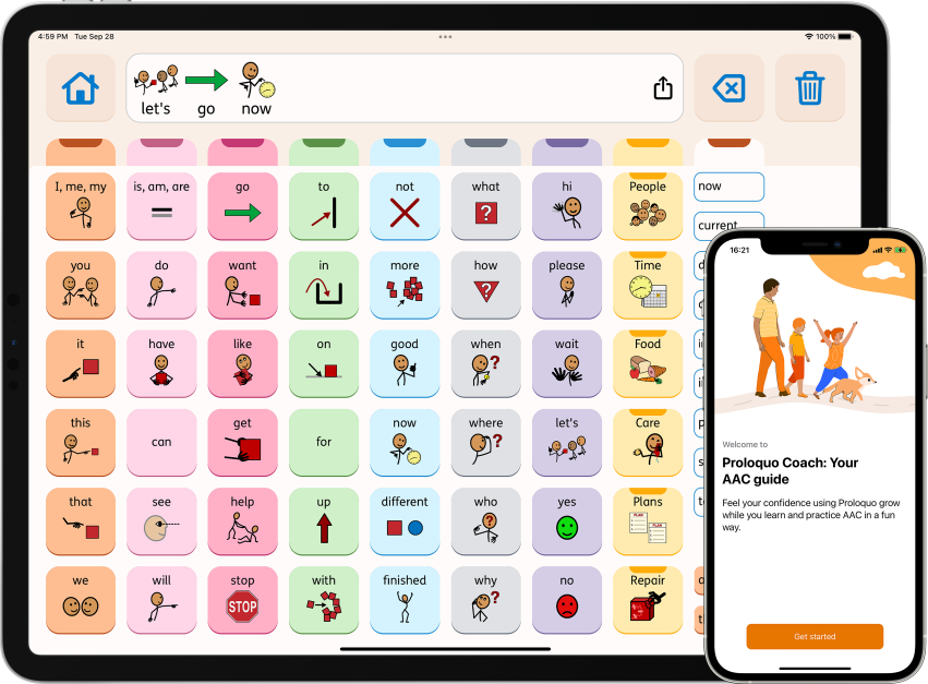 The Home Screen of AssistiveWare Proloquo and Proloquo Coach