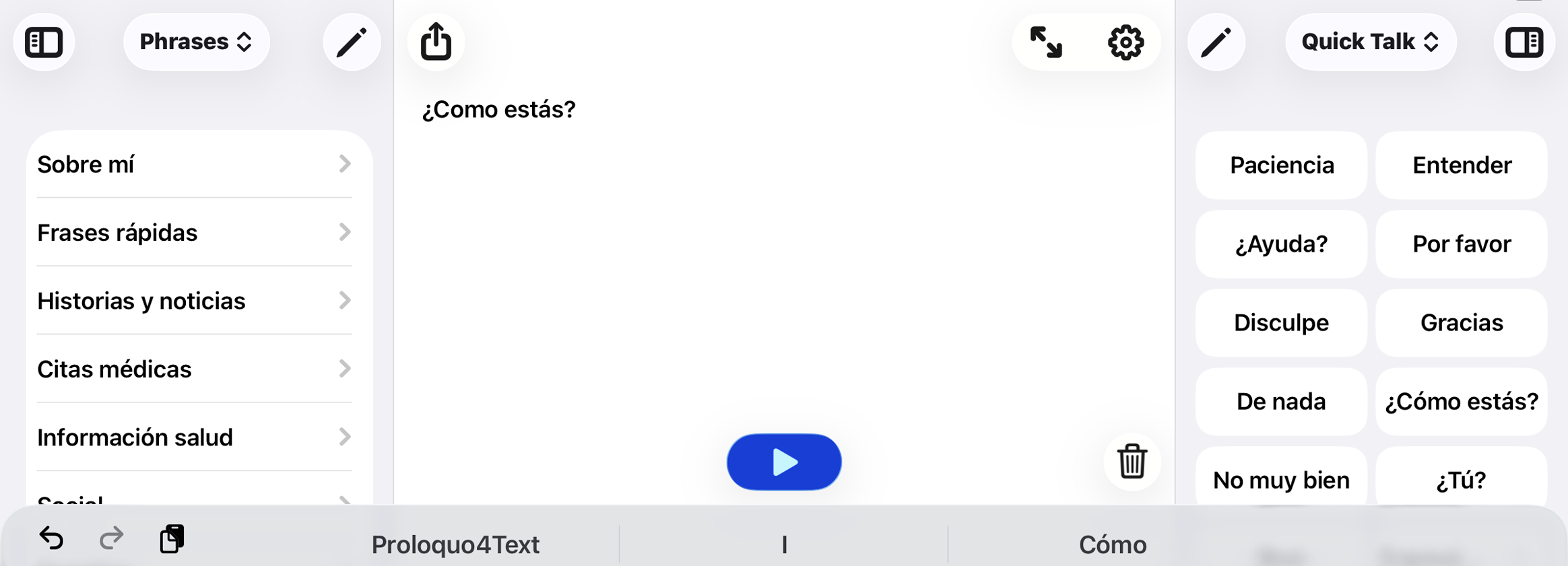 La predicción de palabras PolyPredix™ en Proloquo4Text