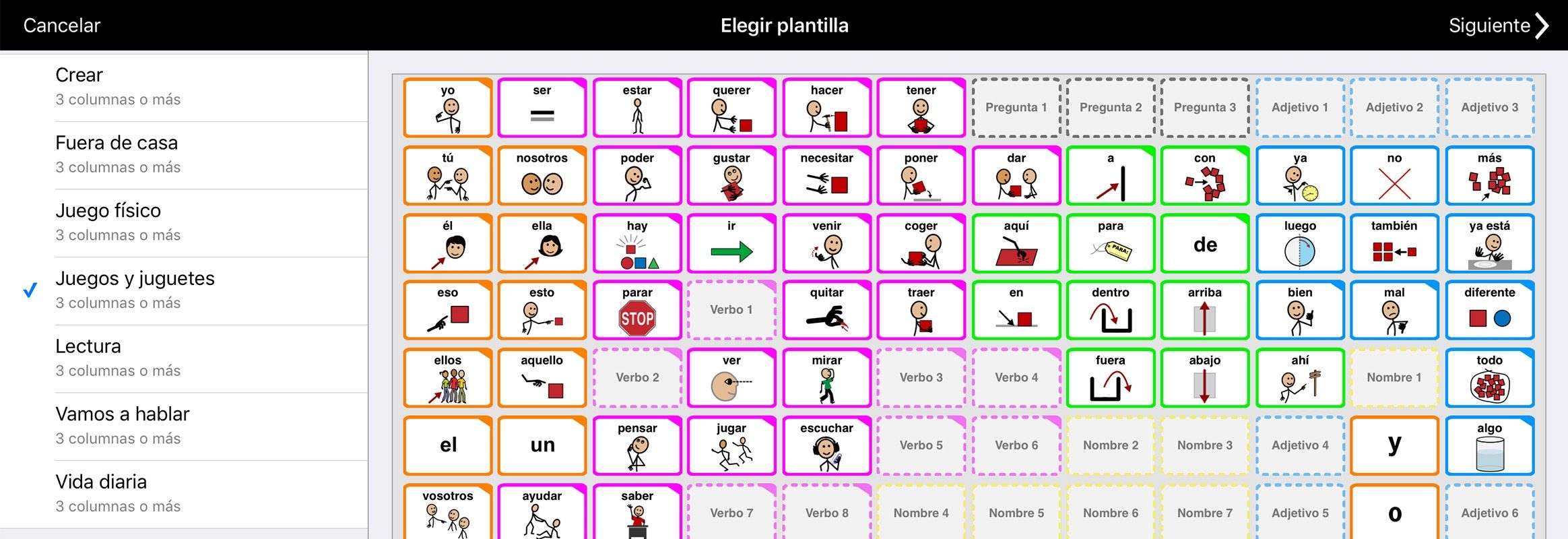 Ejemplo de una de las plantillas disponibles