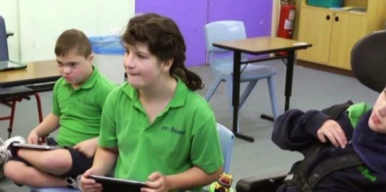 Tyrone, Alana and Andrew in the classroom