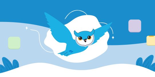 An image of a blue owl on a blue background