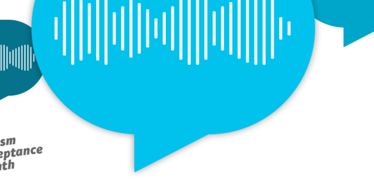 Speech bubbles with sound graphics for Autism Acceptance Month