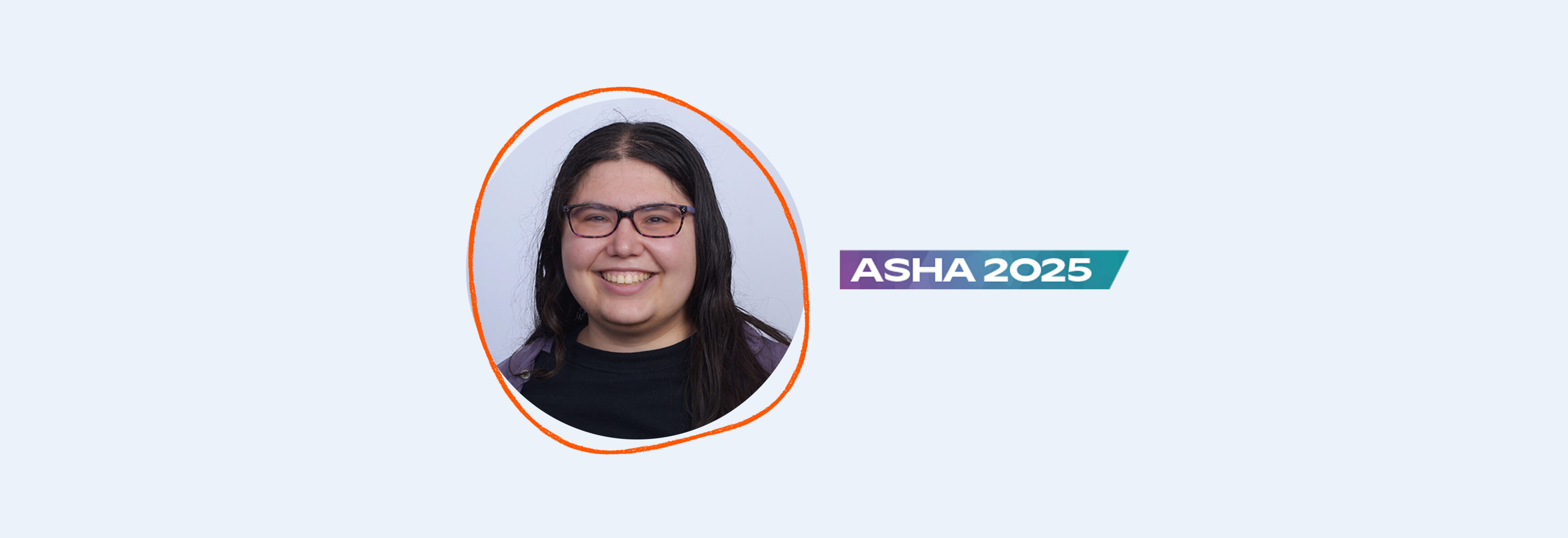 Photograph of Alyssa Zisk in a circle next to the ASHA logo