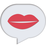 A text balloon drawn with lips in stead of text